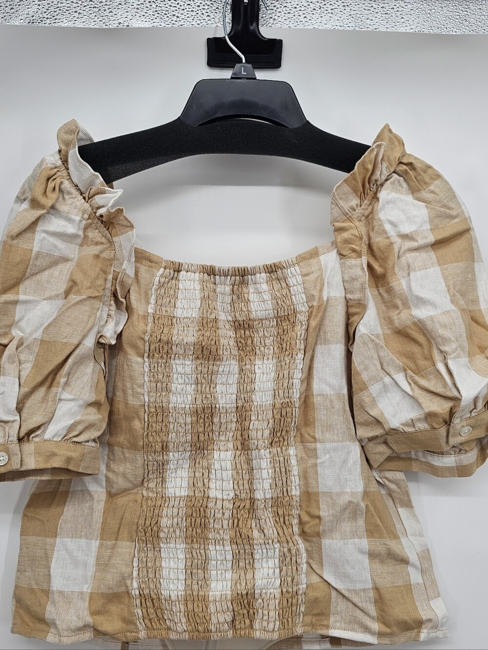 Plaid Top Large Linen Blend NWT - Picture 4 of 15